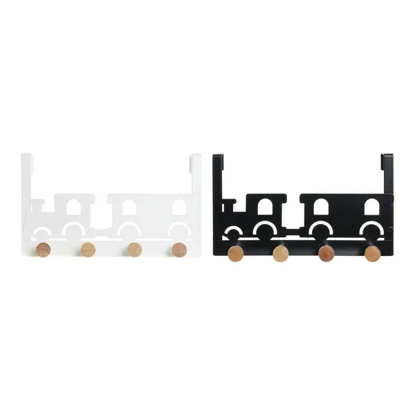 Ovitakkiteline DKD Home Decor 8424001835546 Juna Valkoinen Musta Metalli Puu MDF 28,5 x 8,5 x 16,5 cm (2 osaa)