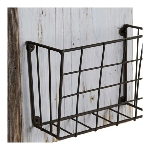 Žurnālu plaukts DKD Home Decor Balts Brūns Metāls Paulovnijas koks (57 x 10 x 40 cm)