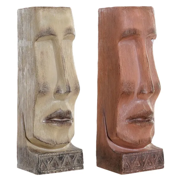 Kabantis šviestuvas DKD Home Decor 16 x 17 x 49 cm Veidas Rusvai gelsva Degtas molis Derva (2 vnt.)