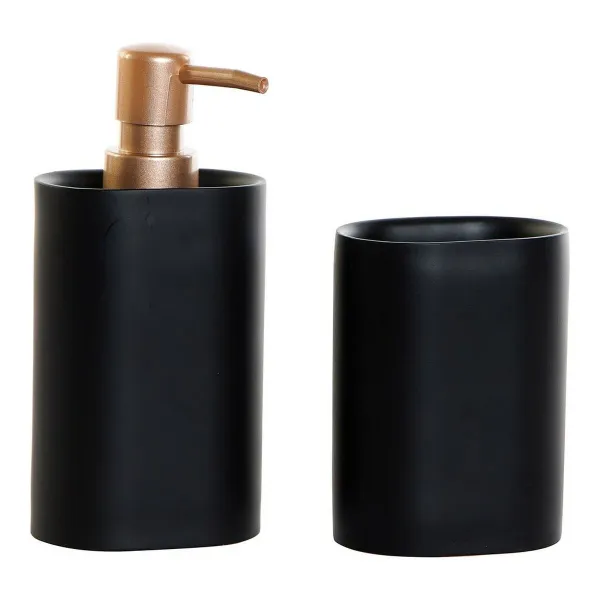 Dušas Komplekts DKD Home Decor Melns Bronza PVC Sveķi Glam 8,5 x 6 x 18 cm (2 gb.)