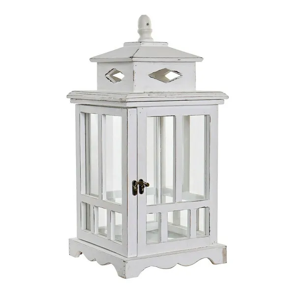 Фонарь DKD Home Decor Белый Стеклянный Сосна (22.5 x 22.5 x 47 cm)
