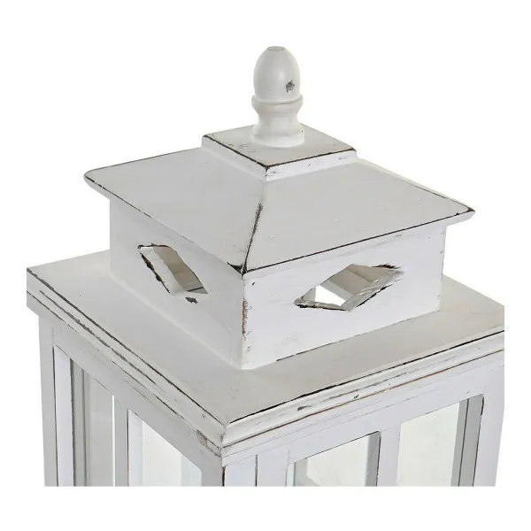 Фонарь DKD Home Decor Белый Стеклянный Сосна (22.5 x 22.5 x 47 cm)