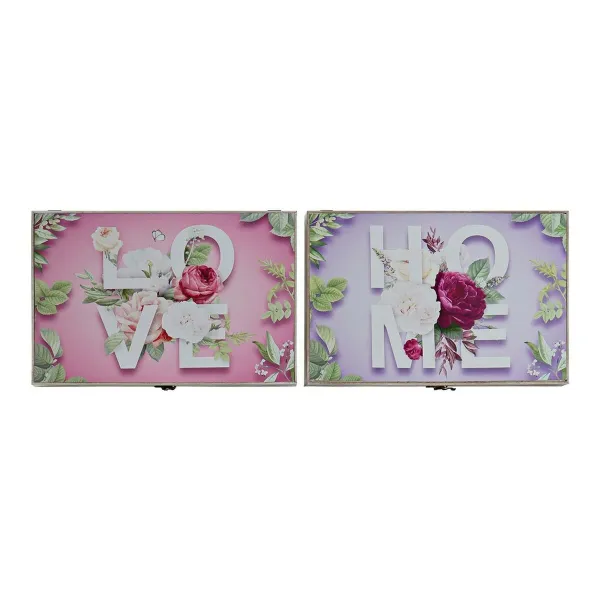 Decorative box DKD Home Decor Pink Lilac MDF Wood Tropical Counter (2 Units)