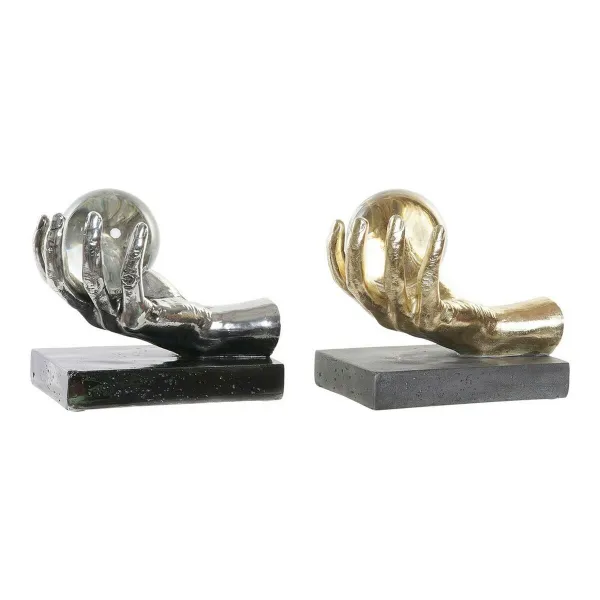 Dekoratīvās figūriņas DKD Home Decor Bronza Sudrabains Roka 50 ml 20 x 14 x 18 cm (2 gb.)