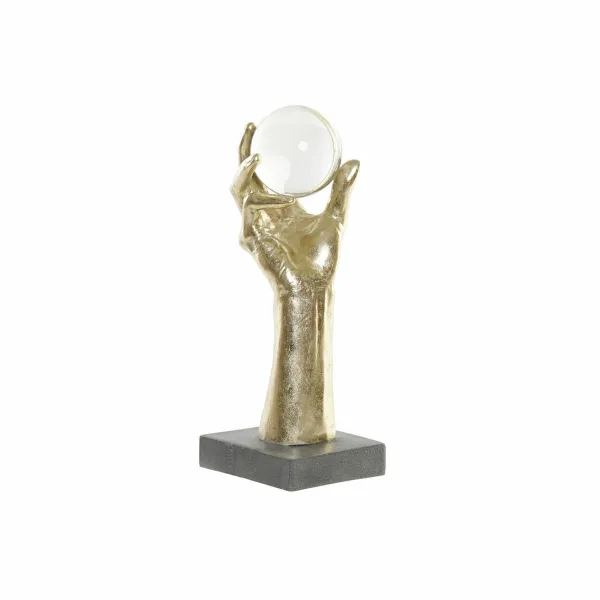 Decorative Figure DKD Home Decor Black Golden Hand 13,5 x 13,5 x 36 cm