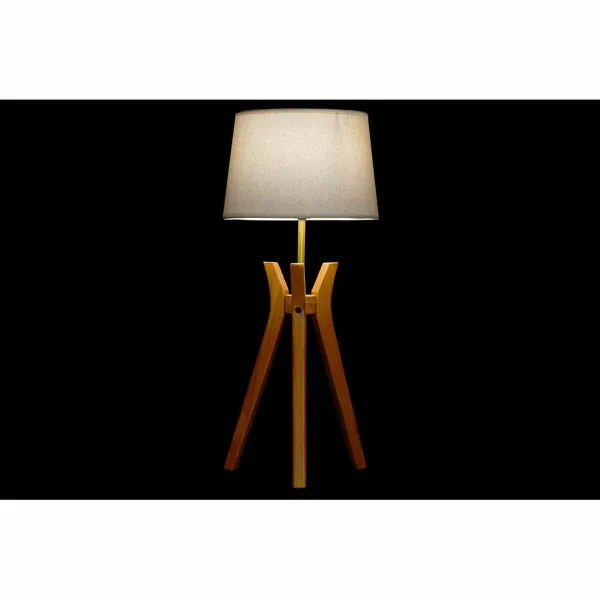 Stalinė lempa DKD Home Decor Ruda Rusvai gelsva Poliesteris Medžio 220 V 50 W