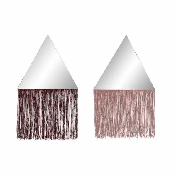 Pakabinamas veidrodis DKD Home Decor Burgundi Vaaleanpunainen Hapsu 33,5 x 1 x 54 cm (2 osaa) (2 Kappaletta)