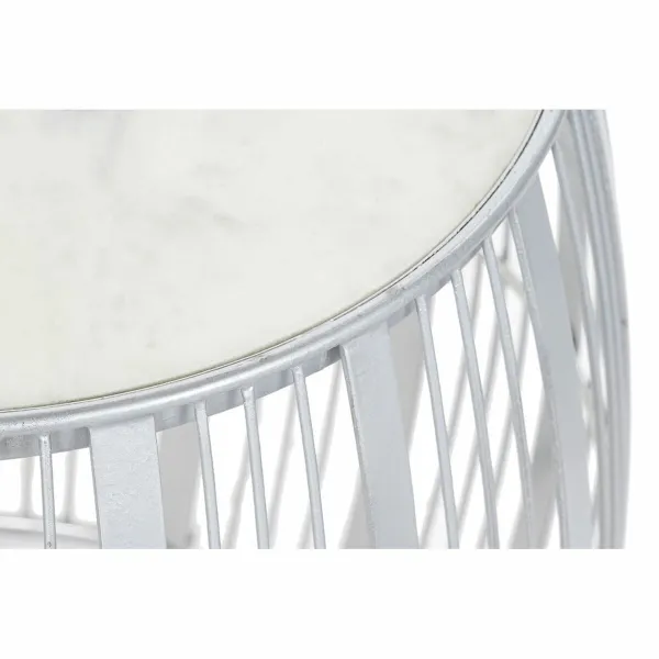 Küljelaud DKD Home Decor Valge Marmor Raud Hõbedane (46 x 46 x 41 cm)