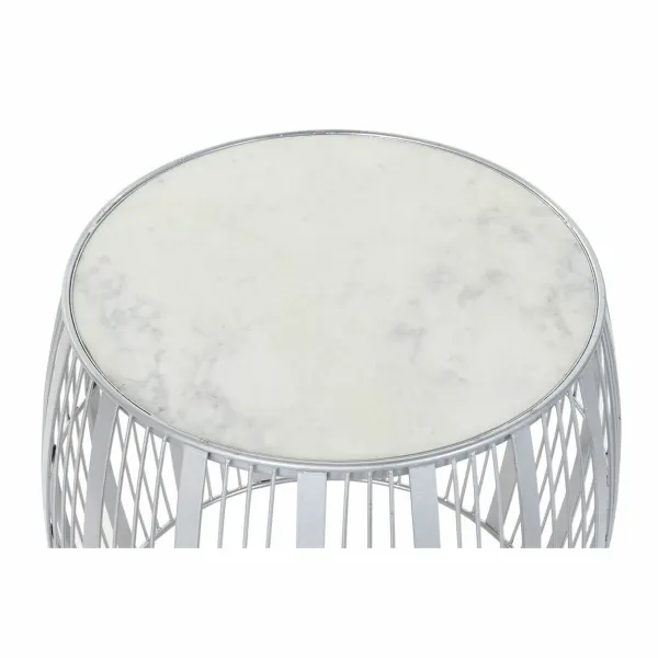 Šoninis staliukas DKD Home Decor Sidabras Balta Marmurą (46 x 46 x 41 cm)