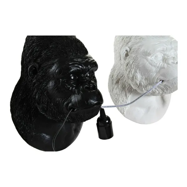 Seinälamppu DKD Home Decor 23 x 19 x 32 cm Musta Valkoinen Hartsi 220 V 50 W Gorilla Moderni (2 osaa)