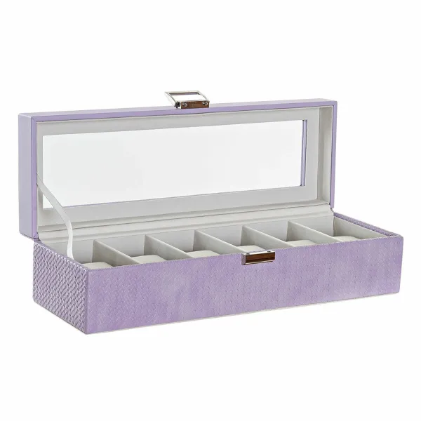 Шкатулка DKD Home Decor 8424001859894 33 x 11 x 9 cm Стеклянный Лиловый Полиуретан