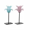 Žvakidė DKD Home Decor Mėlyna Rožinė Metalinis Stiklas 12 x 12 x 24 cm (2 vnt.)