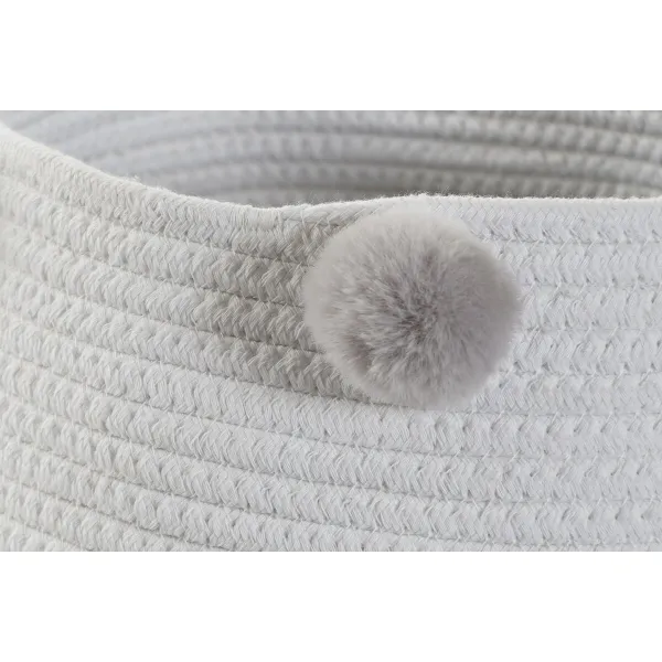 Basket set DKD Home Decor Pompoms 30 x 30 x 26 cm Wood