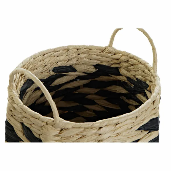 Krepšelio rinkinys DKD Home Decor Juoda Šviesiai rudas Natūralus pluoštas (2 Dalys)