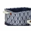 Multi-purpose basket DKD Home Decor White Brown Grey Navy Blue Leaf of a plant Boho 40 x 30 x 24 cm Plastic 3 Pieces (2 Units)