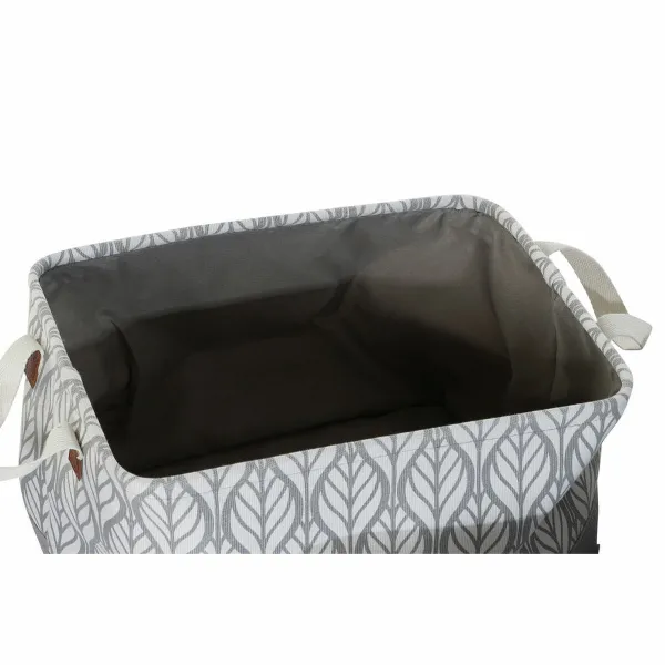 Multi-purpose basket DKD Home Decor White Brown Grey Navy Blue Leaf of a plant Boho 40 x 30 x 24 cm Plastic 3 Pieces (2 Units)