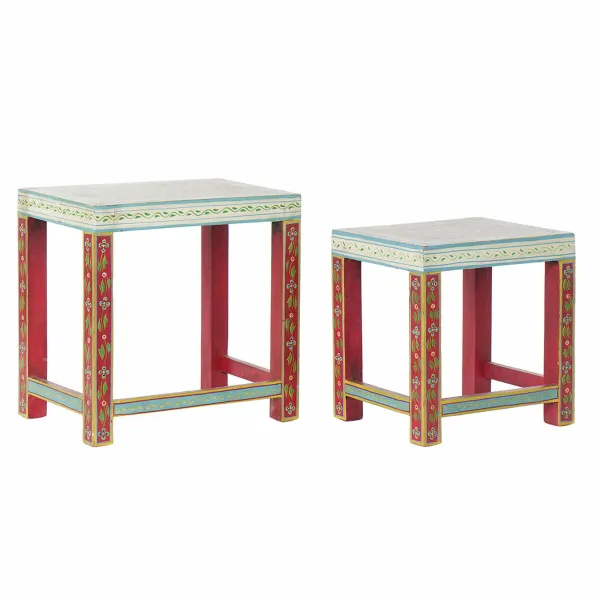 Šoninis staliukas DKD Home Decor 8424001853243 Natūralus Spalvotas Akrilas Mango mediena 45 x 30 x 45 cm