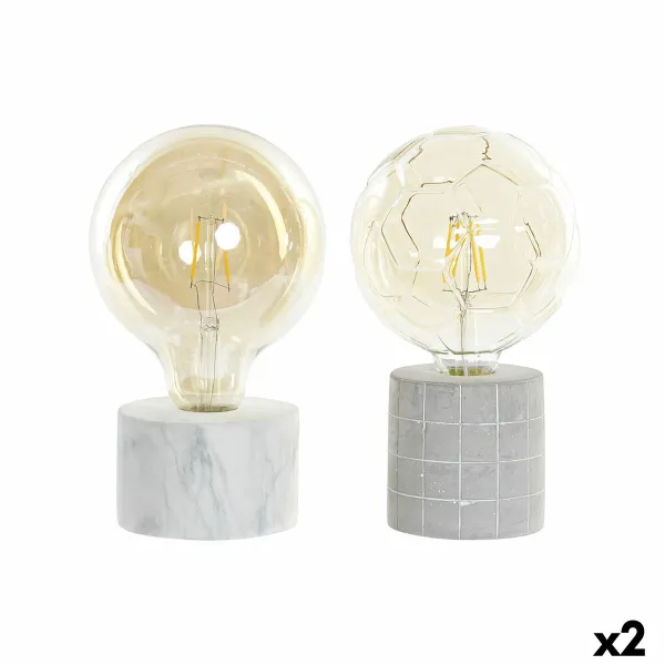 Desk lamp DKD Home Decor White Grey Golden Cement 12 x 12 x 22 cm (2 Units)
