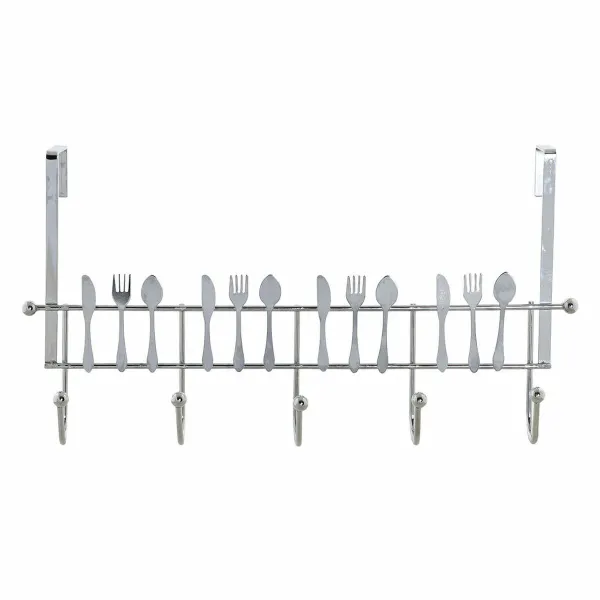 Ovitakkiteline DKD Home Decor Hopeinen Metalli Muovinen 34 x 17 x 9 cm