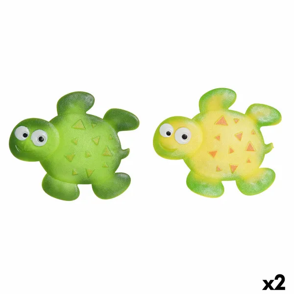 Kylpymatto DKD Home Decor 11,5 x 1 x 10 cm Vihreä Keltainen Lasten Kilpikonna PVC 10 cm (2 osaa)