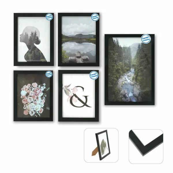 Foto rāmis DKD Home Decor Multipls 23 x 2 x 28 cm Melns Moderns Koks MDF