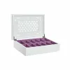 Dėžutė DKD Home Decor Laikrodžiai 29 x 20 x 9,5 cm Stiklas Alyvinė Balta Medžio MDF