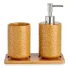 Bath Set Berilo Camel Bamboo polypropylene ABS Stoneware Squares 9 x 18,5 x 20 cm