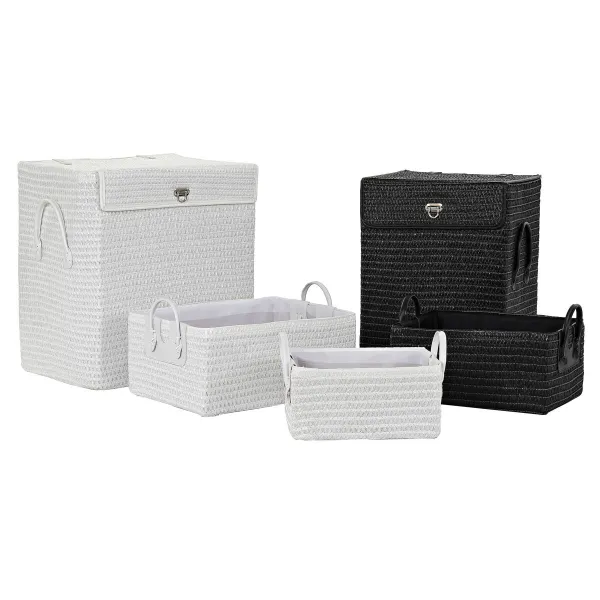 Daudzfunkcionāls grozs DKD Home Decor Balts Melns polipropilēns 45 x 34 x 49 cm 4 Kg
