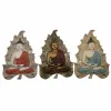Seinäkoriste DKD Home Decor Sininen Punainen Kullattu Buddha Itämainen 19 x 3,1 x 26,5 cm (3 Kappaletta)