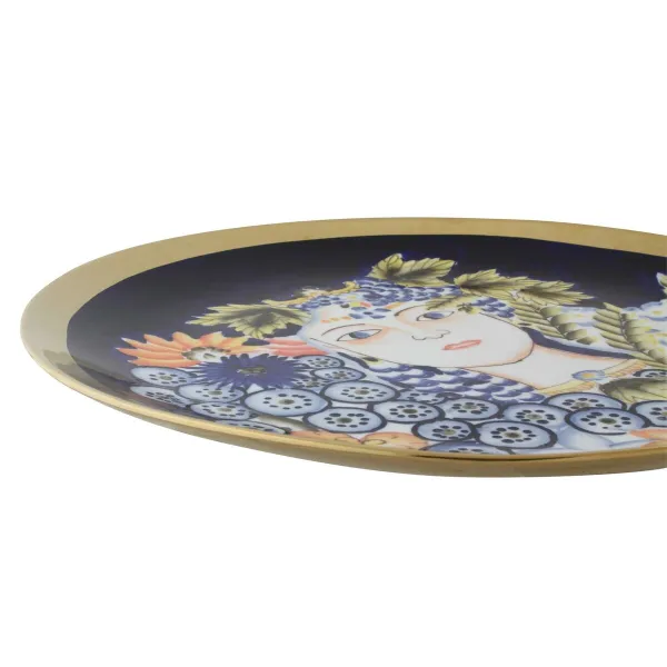 Centerpiece DKD Home Decor Blue Multicolour Porcelain 42 x 42 x 4 cm