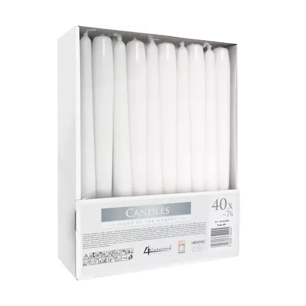 White taper candle - set of 40