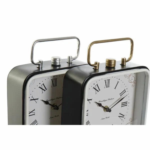 Настольные часы DKD Home Decor Zils Balts Melns (2 gb.)
