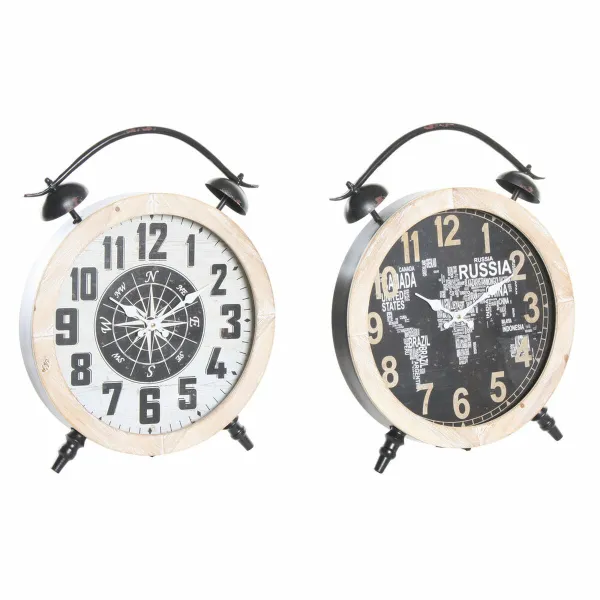 Настольные часы DKD Home Decor Белый Чёрный Натуральный Vintage (2 штук)
