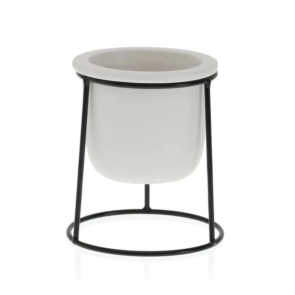 Kukkaruukku Versa Valkoinen Metalli Keraminen Muovinen Neliö Minimalistinen 10,5 x 14,5 x 10,5 cm