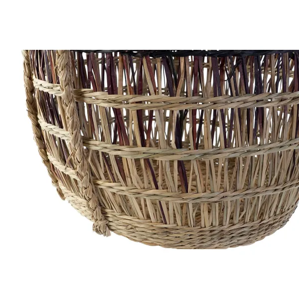 Basket set DKD Home Decor Natural Lilac Seagrass (3 Pieces)