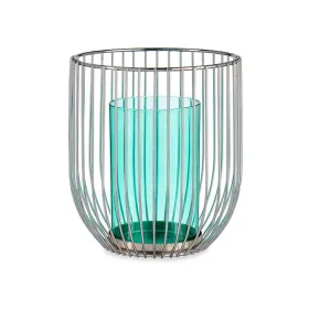 Kynttilänjalka Gift Decor Sininen Hopeinen Hopea Metalli Lasi 15 x 17 x 15 cm Häkki