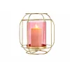 Candleholder Gift Decor Pink Golden Metal Glass 19 x 20 x 19 cm Lantern
