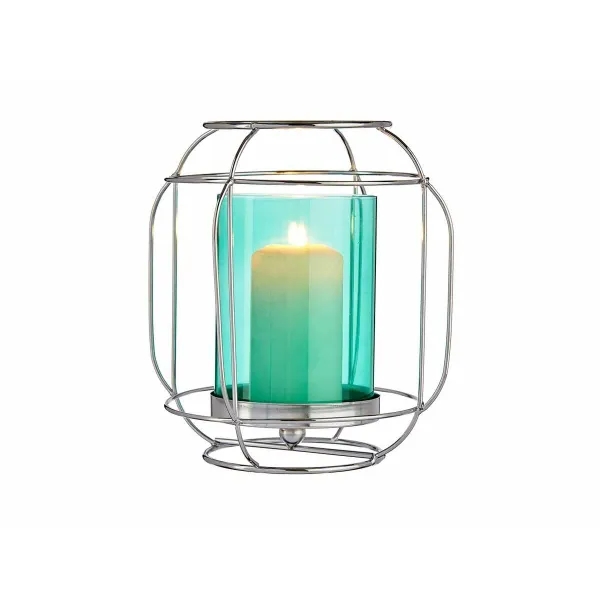 Kynttilänjalka Gift Decor Sininen Hopeinen Hopea Metalli Lasi 19 x 20 x 19 cm Žibintas