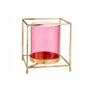 Kynttilänjalka Gift Decor Pinkki Kullattu Metalli Lasi 14 x 15,5 x 14 cm Neliö