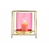 Подсвечник Gift Decor Розовый Позолоченный Металл Cтекло 14 x 15,5 x 14 cm Квадратный