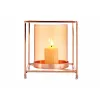 Подсвечник Gift Decor Медь Янтарь Позолоченный Металл Cтекло 14 x 15,5 x 14 cm Квадратный