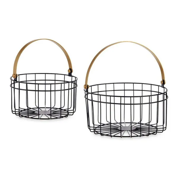 Basket set Gift Decor Black Golden Metal 2 Pieces