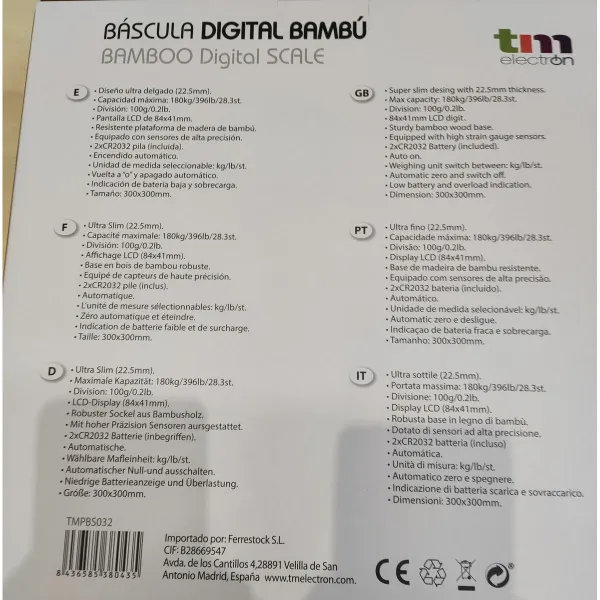 Digitālie vannas istabas svari TM Electron Brūns Bambuss