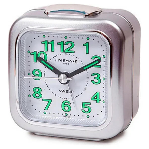 Analogais Pulkstenis ar Modinātāju Timemark Sudrabains
