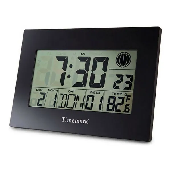 Sieninis laikrodis su termometru Timemark Juoda (24 x 17 x 2 cm)