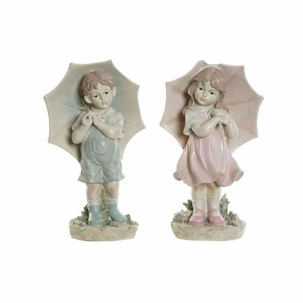 Dekoratīvās figūriņas DKD Home Decor 28 x 20 x 48,5 cm Zils Rozā Bērns (2 gb.)