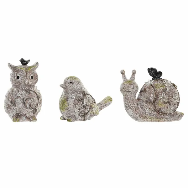 Dekoratyvinė figūrėlė DKD Home Decor Žalia Rožinė Natūralus gyvūnai Shabby Chic 20,5 x 10 x 17 cm (3 Dalys)