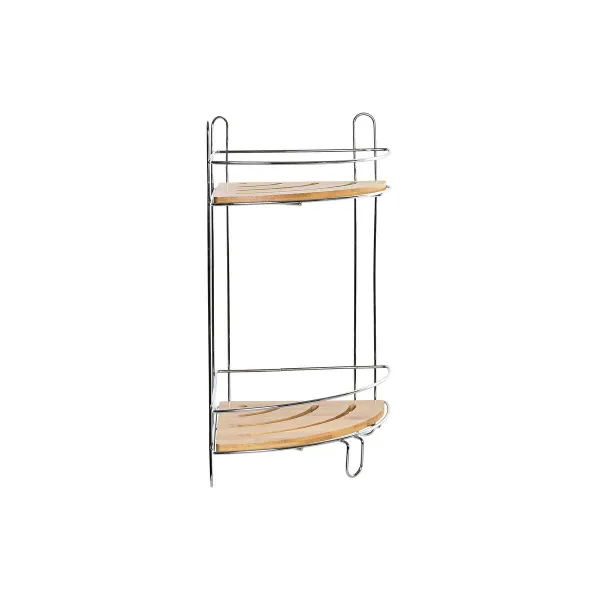 Kampinė lentyna DKD Home Decor Natūralus Bambukas Nerūdijantis chromo metalas 2 Lentynos 19,5 x 19,5 x 36,5 cm