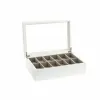 Шкатулка DKD Home Decor 102182 Часы 28 x 19 x 9 cm Стеклянный Белый Деревянный MDF
