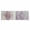 Atslēgu skapis DKD Home Decor Bēšs Pelēks Canvas Koks MDF 2 gb. 46,5 x 6 x 31,5 cm